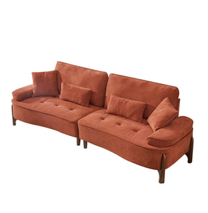 English Elm 103 Luxurious Cloud Velvet Sofa with High-Elastic Sponge Cushion, Deep-Seated Comfort for Living Spaces Brick red W2290S00010