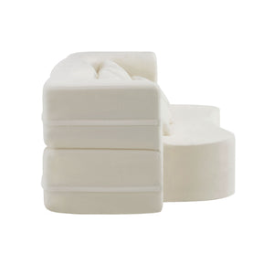 English Elm Queen Plush Floor Sofa Futon with 4 Pillows — Modern Foam Folding Couch Mattress for Living Room Guest Bedroom White W3612P336073