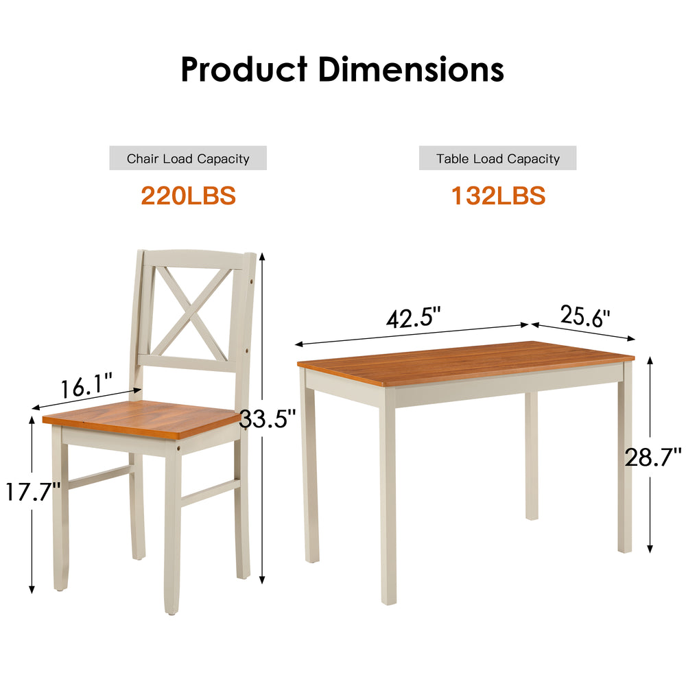 English Elm 5-piece Solid Rubberwood Dining Set Seats Four with Space Saving Design for Apartments W2896P419919