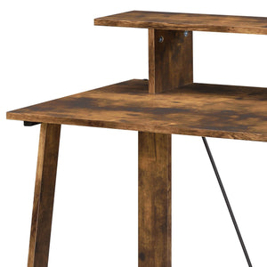 English Elm Weathered Weathered Oak Writing Desk with Upper Shelf, Metal V-Backing, Sturdy 15mm Panels, Modern Storage 90"xplaceholder B062P184536