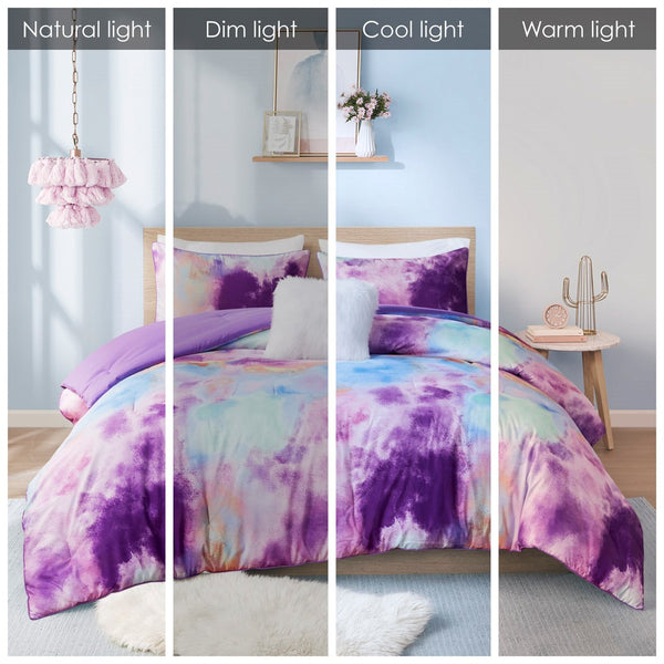 English Elm Full/Queen Cassiopeia Watercolor Tie Dye Comforter Set with Piped Edges, Hypoallergenic, OEKO-TEX 95 B035129811