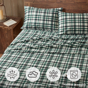 English Elm 3 Twin Cotton Flannel Sheet Set - Cozy Pine Branch Print, Soft Breathable 100% Cotton Bedding Green Multi 13.78 L x 10.63 W x 4.25 H B035P381356