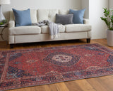 Feizy Rugs Rawlins Polyester Machine Made Bohemian & Eclectic Rug Red/Blue/Tan 7'-10" x 9'-10"
