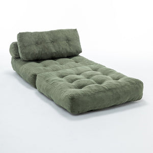 English Elm Folding Floor Sofa Bed Convertible Sleeper Chair with Shredded Foam Corded Fabric Green W2200P442796