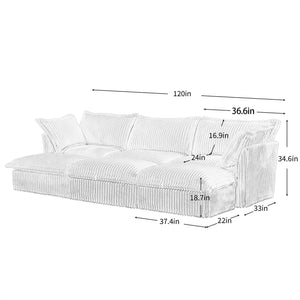 English Elm Living Room Sofa Slipcovered 3-Seater With Ottomans, Modular Corduroy Sleeper For Comfort & Style W3041S00142