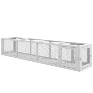 English Elm PawHut Extendable Outdoor Cat Tunnel 79" Wooden Catio Run with Weatherproof Mesh, Multi-Entry White+Black W2225P200586
