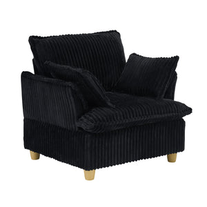English Elm This Corduroy Single Seat Sofa with Ottoman Brings Retro Texture to Any Cozy Nook W1658P254581