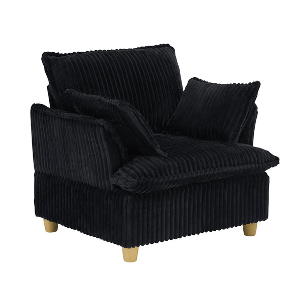 English Elm This Corduroy Single Seat Sofa with Ottoman Brings Retro Texture to Any Cozy Nook W1658P254581