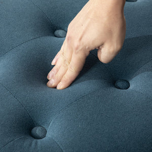 English Elm 29.33"w Fleece Tufted Round Storage Ottoman Reversible Lid Footstool for Living Room Blue W3189P422398
