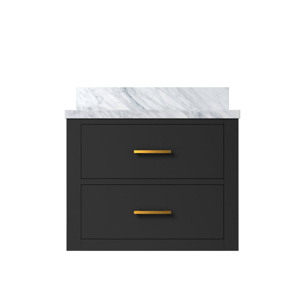 English Elm Black 24" Single Bath Vanity With Acrylic Top – Compact Design, Soft-Close Features, Fully Assembled B2731P257902