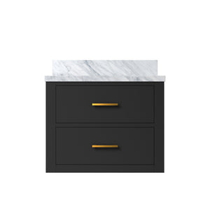 English Elm Black 24" Single Bath Vanity With Acrylic Top – Compact Design, Soft-Close Features, Fully Assembled B2731P257902