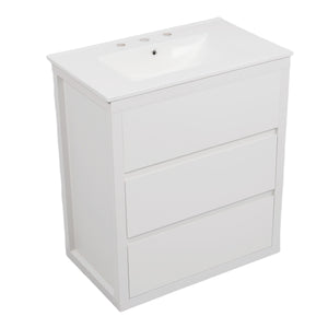 English Elm Christopher Knight Home® - 60" Double Sinks Bathroom Vanity Set with Two Ceramic Basins, Soft-Close Drawers, Sleek Handle-Free Design White N817P280550W