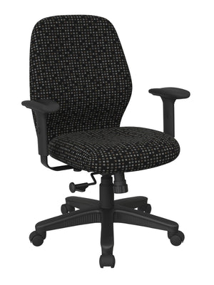 OSP Home Furnishings Mid Back Executive Office Chair with Synchro Tilt Lumbar Support and Padded Pu Arms Onyx 3121-K101