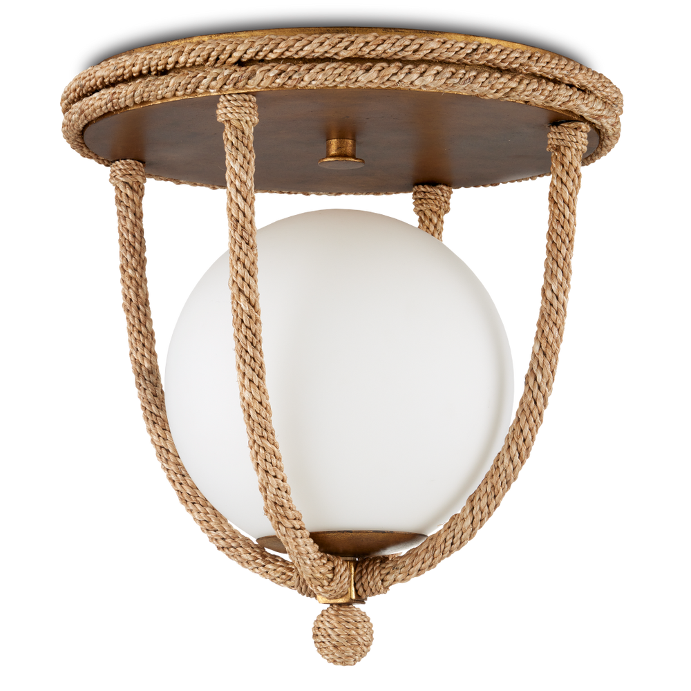 Passageway Rope Flush Mount Light - Coastal Style with Dorado Gold Finish & Frosted Globe Design