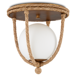 Passageway Rope Flush Mount Light - Coastal Style with Dorado Gold Finish & Frosted Globe Design
