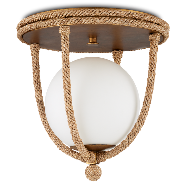 Passageway Rope Flush Mount Light - Coastal Style with Dorado Gold Finish & Frosted Globe Design