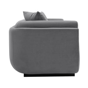 English Elm Edmonda 91" Velvet Sofa with Black Metal Base, Pine Frame, High-Density Foam & 2 Pillows, Commercial Grade DARK GREY B365P398105
