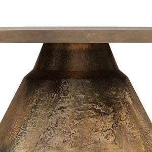 English Elm Michelle Round Cast Aluminum Coffee Table Vintage Brass Pedestal Base Living Room B136P429080