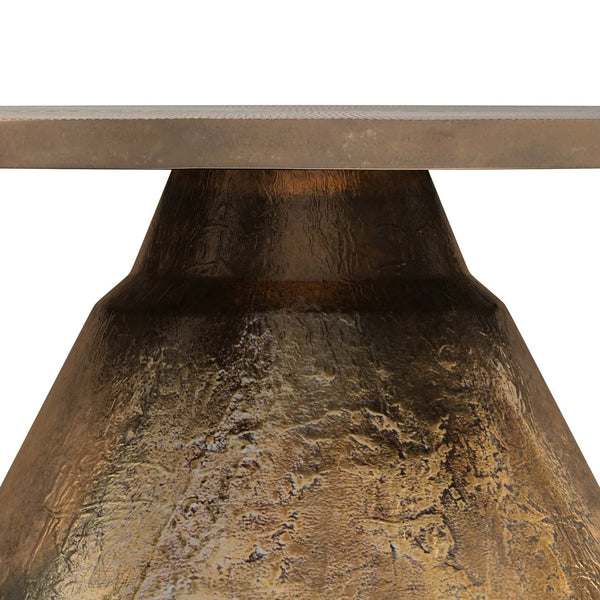 English Elm Michelle Round Cast Aluminum Coffee Table Vintage Brass Pedestal Base Living Room B136P429080