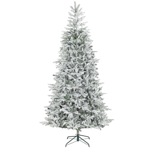 English Elm Homcom 9 Foot Frosted Artificial Spruce Tree with 2514 Flocked Tips Easy Setup W2225P485606