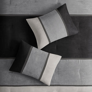 JLA Home Madison Park - 7 Faux Suede Comforter Set with Embroidered Pillows, Hypoallergenic Microsuede, Machine Washable Elegance MP10-7485