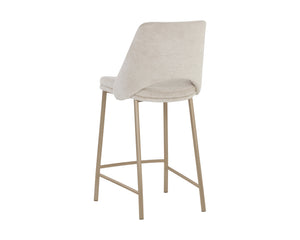 Sunpan Radella Counter Stool - Contemporary Design with Antique Brass Base and Stylish Cutout Backrest Bergen Taupe