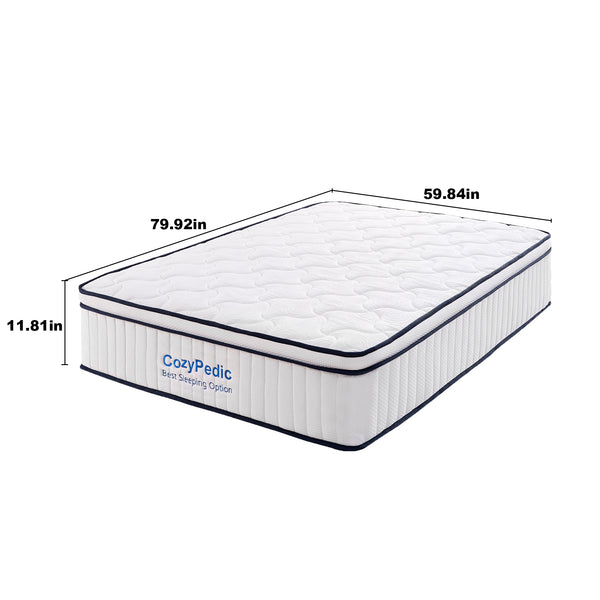 English Elm 12 Inch Queen Hybrid Mattress Memory Foam Pocket Springs Medium Firm Cooling W2699P399182