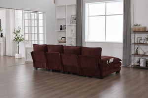 English Elm United We Win U Shaped Cloud Couch - Luxurious Chenille 4-Seat Sectional With Memory Foam & Storage W1568S00214-GIGA