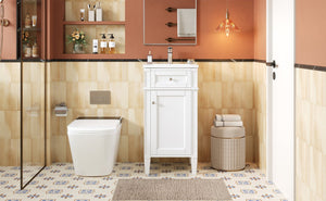 English Elm 16-inch French Style Freestanding Vanity Set with Ceramic Sink and Soft Close Cabinet White N710P405388K