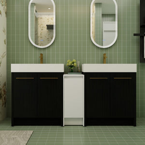 English Elm 72 Inch Freestanding Bathroom Vanity Set With Resin Sink, Storage Cabinets & Soft-Close Doors W999S00300