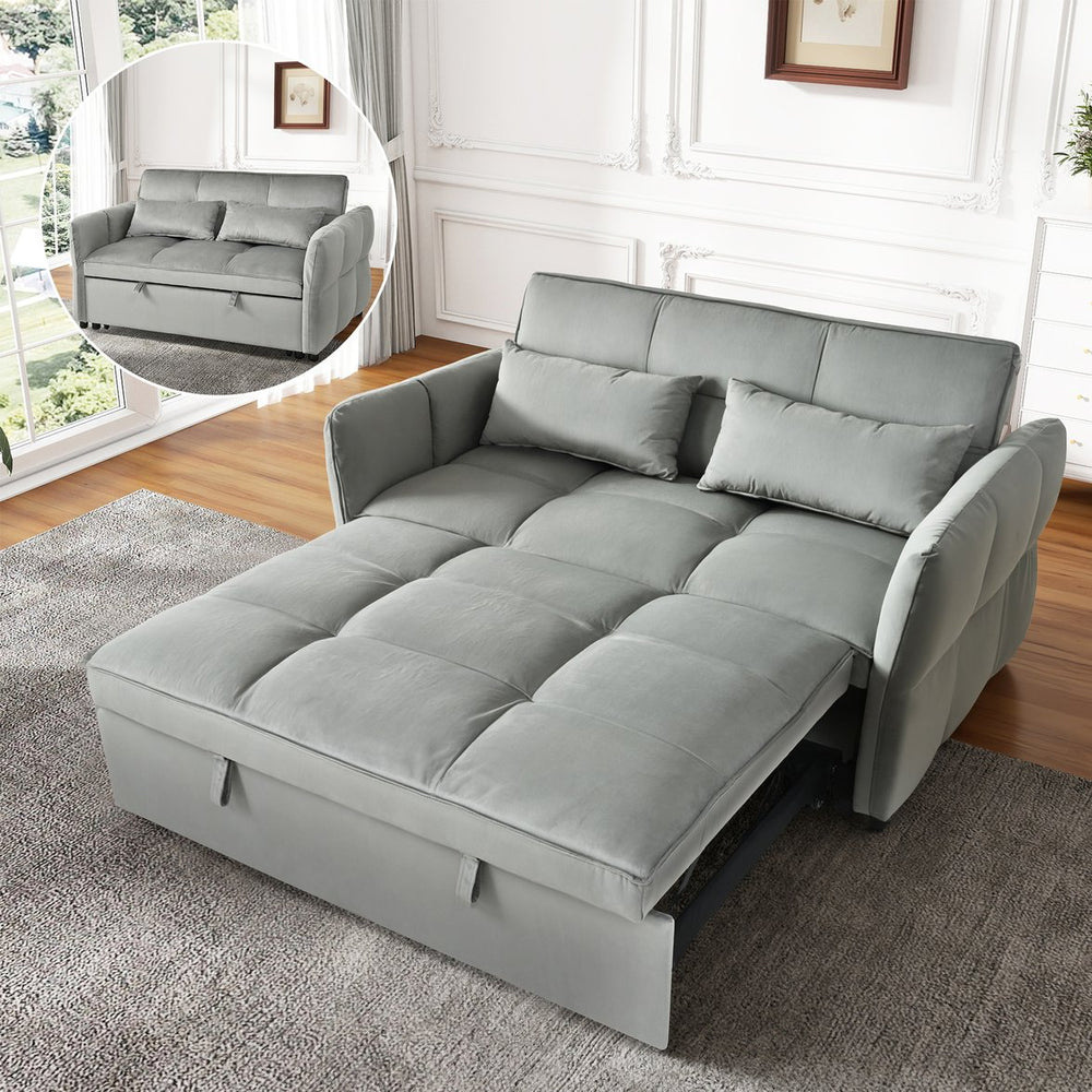 English Elm 3-in-1 Convertible Pull Out Sofa Bed Velvet Upholstered Recliner for Small Spaces Dark Gray W2941P370574