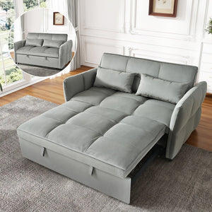 English Elm 3-in-1 Convertible Pull Out Sofa Bed Velvet Upholstered Recliner for Small Spaces Dark Gray W2941P370574