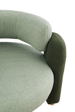 English Elm Accent Chair with Hollow Backrest for Ergonomic Support, Solid Wood Frame, Stylish Fabric Upholstery Green W1420P194059