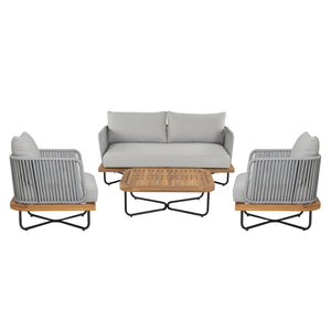 English Elm Christopher Knight Home® - Lucca Outdoor 4-Piece Acacia Wood Conversation Set With Water-Repellent Cushions For Stylish Living N773OC00019G