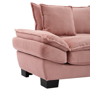 English Elm Corduroy Modern Sofa Sleeper Loveseat with Double-Layer Cushions, Two Pillows, Sturdy Frame 84" Pink W676P227339
