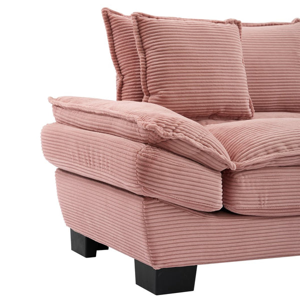 English Elm Corduroy Modern Sofa Sleeper Loveseat with Double-Layer Cushions, Two Pillows, Sturdy Frame 84" Pink W676P227339