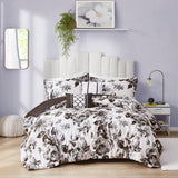 Intelligent Design Dorsey Transitional Floral Print Duvet Cover Set ID12-1967 Black/White