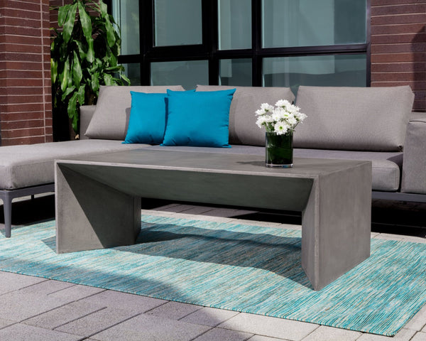 Sunpan NOMAD Concrete Coffee Table - Modern Minimalist Grey Design with Sculptural Depth for Living Rooms 101554