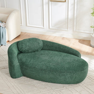 English Elm Modern Oval Bouclé Lounge Chair with Sculpted Armrest for Bedroom or Living Room Green W487P456127