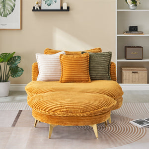 English Elm 65.00 Inch Mid-century Corduroy Loveseat with Gold Tapered Legs for Apartment Living Yellow W1658P212860