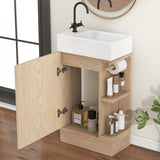 English Elm 18.6" Bathroom Vanity With Sink, Bathroom Vanity Cabinet With Two-Tier Shelf, Left Or Right Orientation, Natural