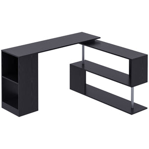 English Elm Rotating L-shaped Corner Desk Convertible Home Office Workstation with Storage Cubbies T3971P386065