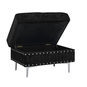 English Elm Sectional L-Shaped Chenille Sofa with Chaise Storage Ottoman, Metal Eucalyptus Frame, 4-Seater Spacious Black W1413S00117