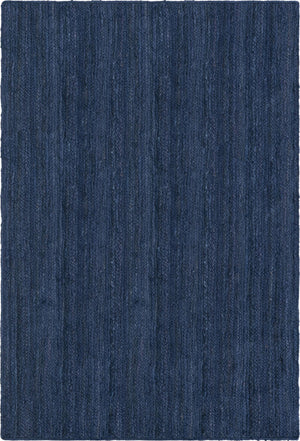 Unique Loom Braided Jute Dhaka Hand Woven Solid Rug Navy Blue,  4' 1" x 6' 1"