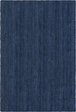 Unique Loom Braided Jute Dhaka Hand Woven Solid Rug Navy Blue,  4' 1" x 6' 1"