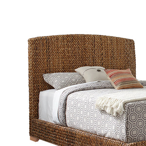 English Elm Holden Rustic Eastern King Bed In Warm Amber With Handcrafted Banana-Leaf Weave For Coastal Charm B062S01091