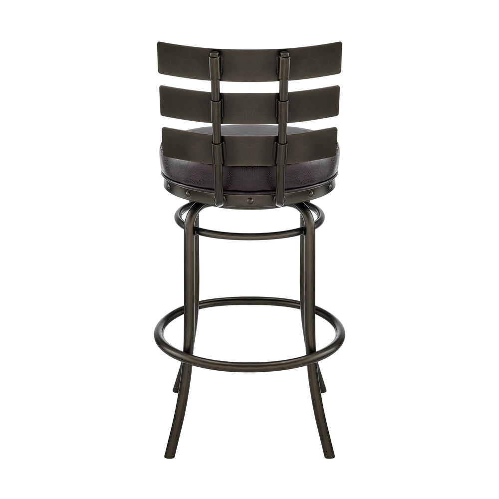 English Elm Tatyana Swivel Barstool Faux Leather Seat Mocha Frame for Kitchen or Home Bar B2736P464849