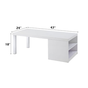 English Elm Harta Gloss White Coffee Table with Chrome Legs and Open Storage for Modern Living B2726P457131