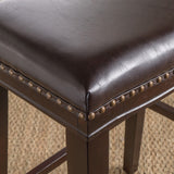 Christopher Knight Home® - Noble House - Rosalie Brown Leather Saddle Stool (Set of 2)