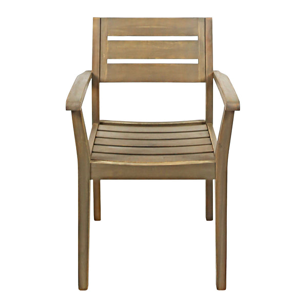 English Elm 7 Piece Solid Acacia Hardwood Expandable Outdoor Dining Set with Six Slatted Chairs Grey,Teak N762S000033AAE